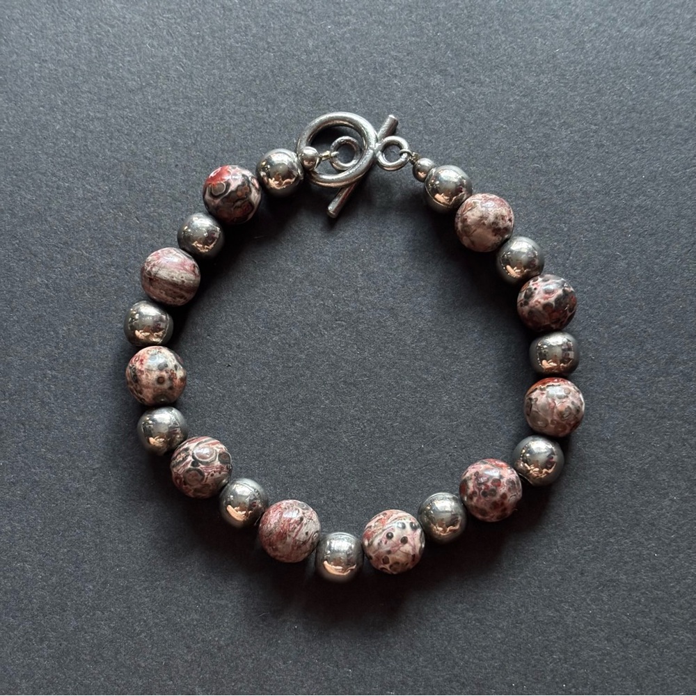 Leopard Jasper Bead Bracelet | 7 IN - Picture 7 of 7